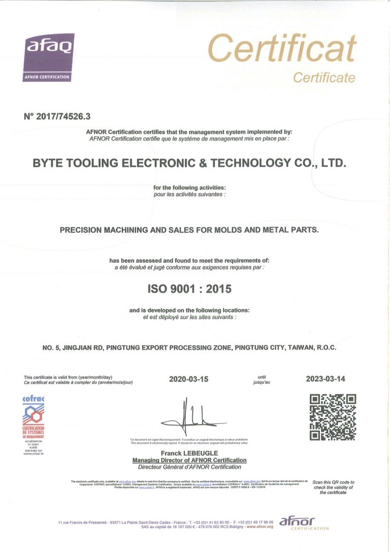 Historical ISO 9001:2015 certificate, expiry 14 March 2023